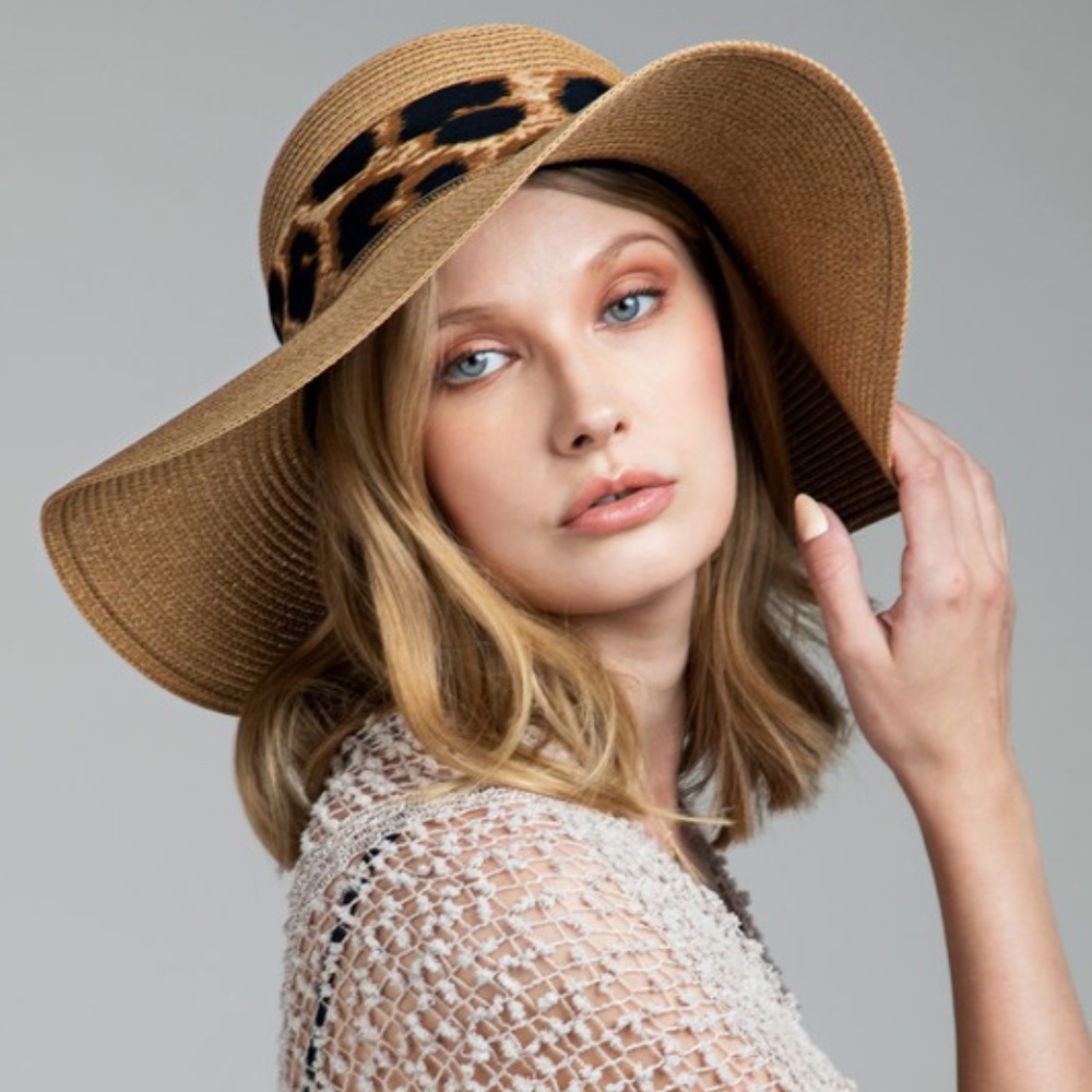Leopard Bow Sun Hat